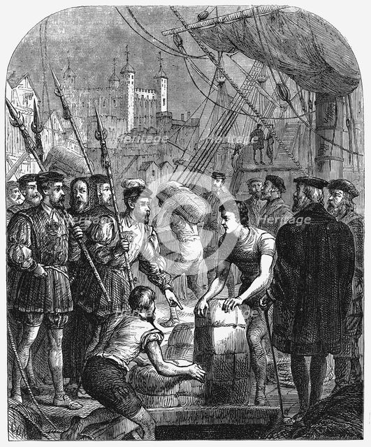 The Bible being smuggled into England, 1536 (1877). Artist: Unknown