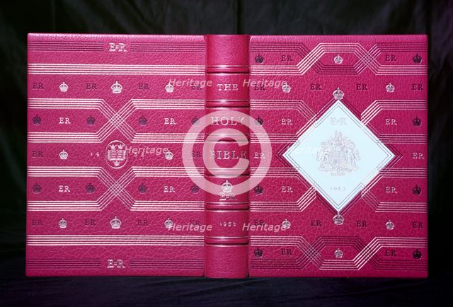 The Bible handed to Queen Elizabeth II during her coronation ceremony, 1953. Creator: Arthur Charles Kirby Ware.