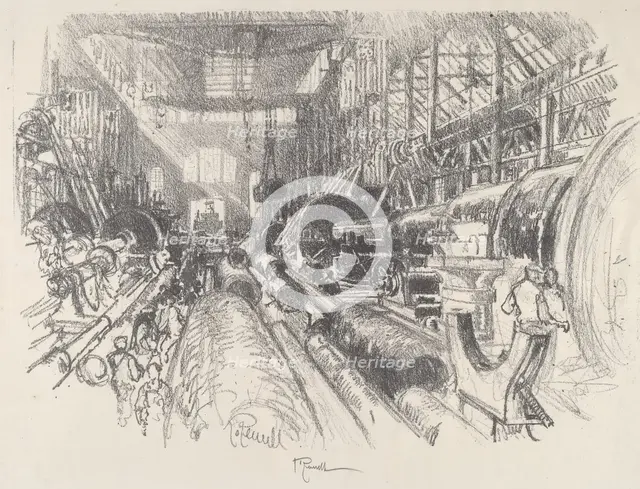 The Biggest Lathe in the World, 1917. Creator: Joseph Pennell.