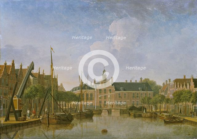 The Bierkade and Groenewegje at The Hague seen towards the Spui, 1760. Creator: Jan ten Compe.