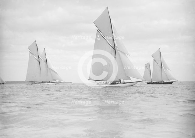 The Big Class yachts 'Valdora', 'The Lady Anne' and 'Margherita' starting the King's Cup race, 1913. Creator: Kirk & Sons of Cowes.