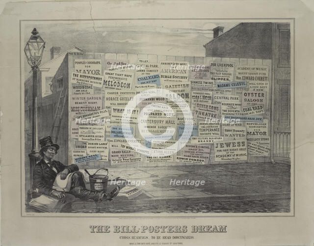 The bill-poster's dream, c1862. Creator: Unknown.