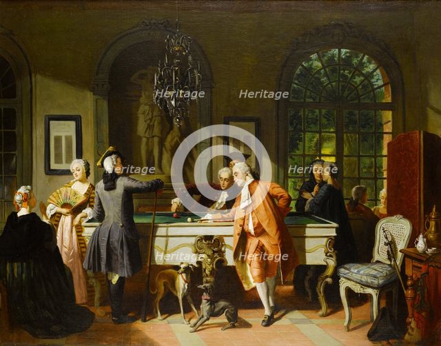 The billiard game, Mid of the 19th cen. Creator: Carolus, Jean (1814-1897).