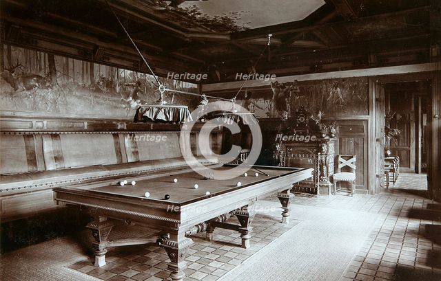 The billiard room, Imperial Palace, Bialowieza Forest, Russia, late 19th century. Artist: Mechkovsky