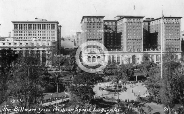 The Biltmore from Pershing Square, Los Angeles, California, USA, c1933. Artist: Unknown