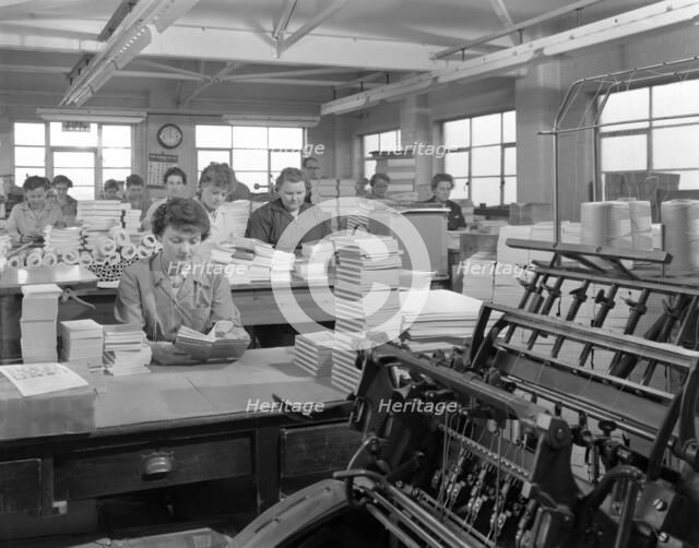 The binding room at the White Rose Press printing Co, Mexborough, South Yorkshire, 1959.  Artist: Michael Walters