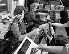The binding room at a printing company, Mexborough, South Yorkshire, 1959. Creator: Michael Walters