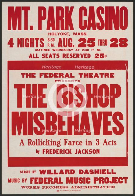 The Bishop Misbehaves, Holyoke, MA, 1937. Creator: Unknown.