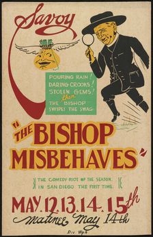 The Bishop Misbehaves, San Diego, 1938. Creator: Unknown