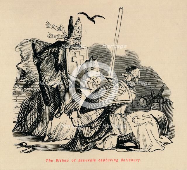 'The Bishop of Beauvais capturing Salisbury', c1860, (c1860). Artist: John Leech.