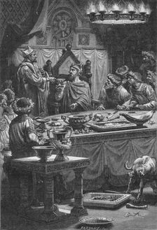 The Bishop of Laon swearing allegiance to Charles, Duke of Lorraine, 10th century (1909)