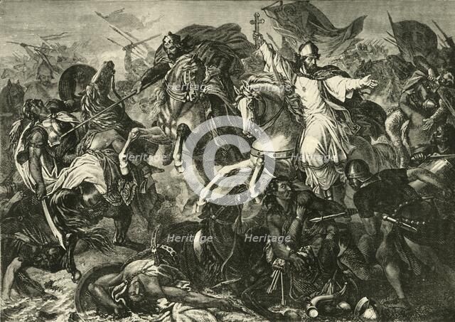 'The Bishop of Ratisbon at the Battle of Augsburg', Battle of Lechfeld (955), 1890.   Creator: Unknown.