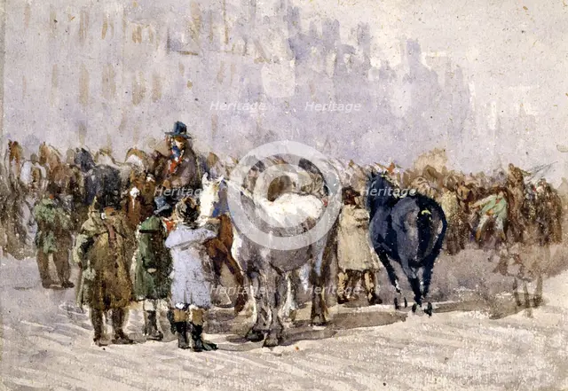 The Birmingham Horse Fair, 1841-49. Creator: David Cox the Elder.