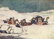 The Birmingham Mail near Aylesbury, the guard Banbury proceeding with the bags 1837 (1907). Artist: Robert Havell