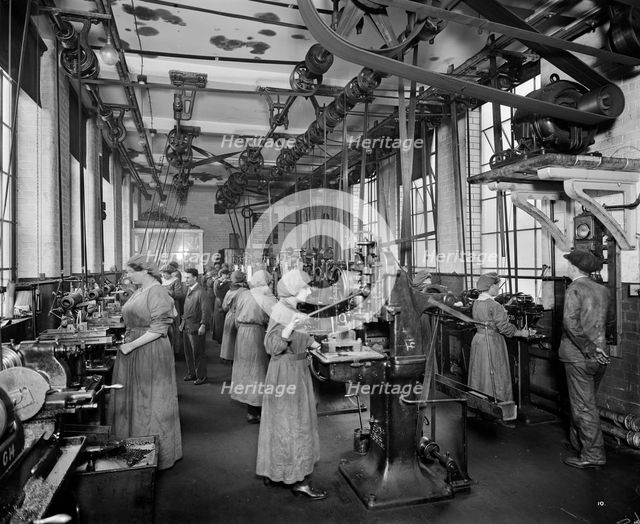 The Birmingham Small Arms factory, Small Heath, Birmingham, February 1917. Artist: Adolph Augustus Boucher.