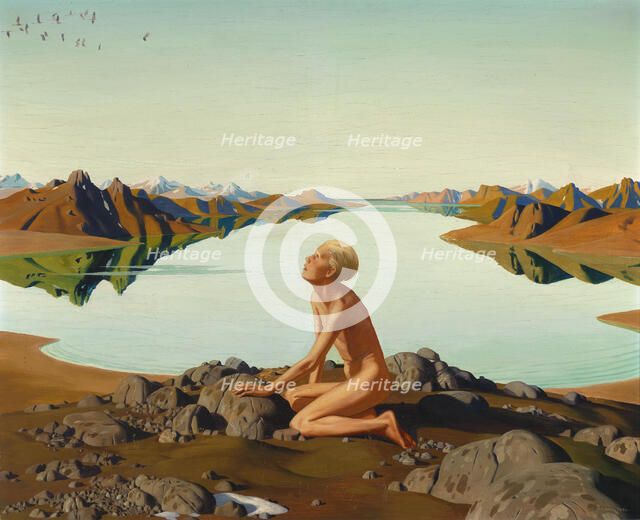 The Bird Flight (Boy At A Mountain Lake), 1932. Creator: Reyl-Hanisch, Herbert von (1898-1937).