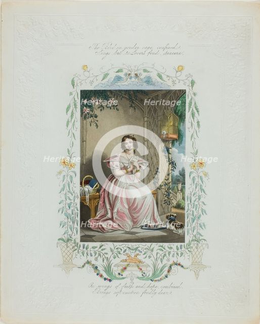 The Bird in Yonder Cage Confined (valentine), c. 1850. Creator: Unknown.