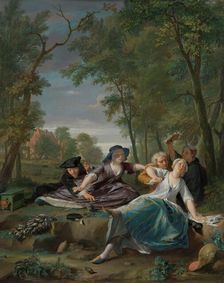 The birdwatchers, c.1744. Creator: Nicolaas Verkolje