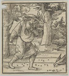The Birds Eating the Seeds of the Sower, from Hymmelwagen auff dem, wer wol lebt..., 1517. Creator: Hans Schäufelein the Elder