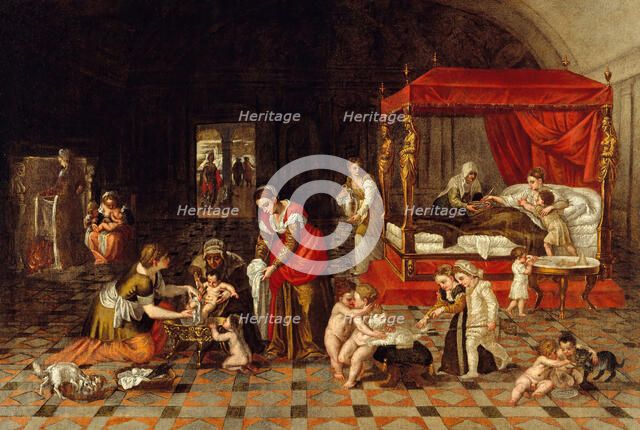 The birth of a baby. Creator: Lambert Sustris.