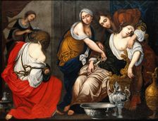 The birth of Benjamin and the death of Rachel. Creator: Furini, Francesco, 1603-1646 (After)