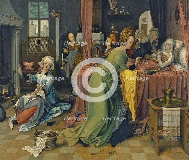 The Birth of the Virgin. Artist: De Beer, Jan (ca 1475-1528)
