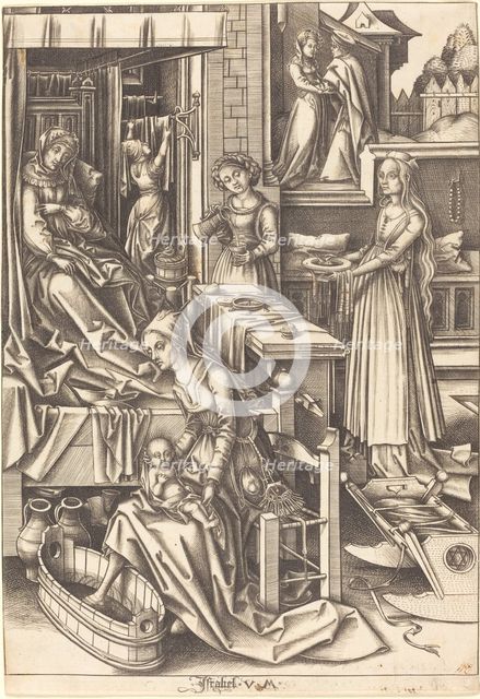 The Birth of the Virgin, c. 1490/1500. Creator: Israhel van Meckenem.