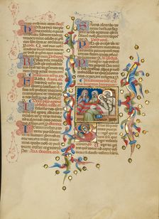 The Birth of the Virgin: Initial S: The Virgin Reading; The Nativity...between about 1389 and 1400. Creator: Master of the Brussels Initials