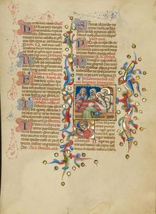 The Birth of the Virgin: Initial S: The Virgin Reading; The Nativity...between about 1389 and 1400. Creator: Master of the Brussels Initials