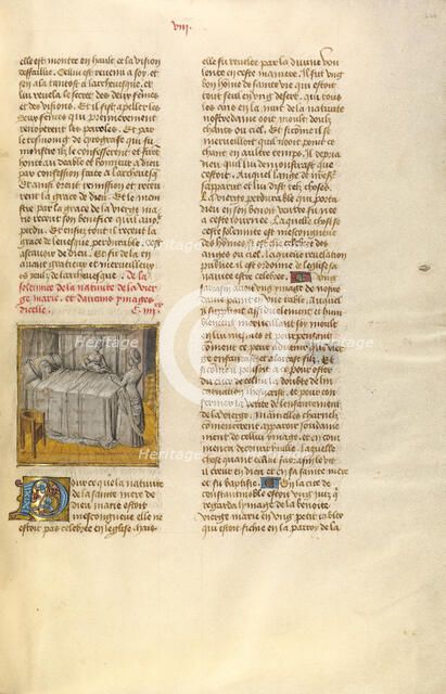 The Birth of the Virgin; Miroir Historial, about 1475. Creator: Unknown.