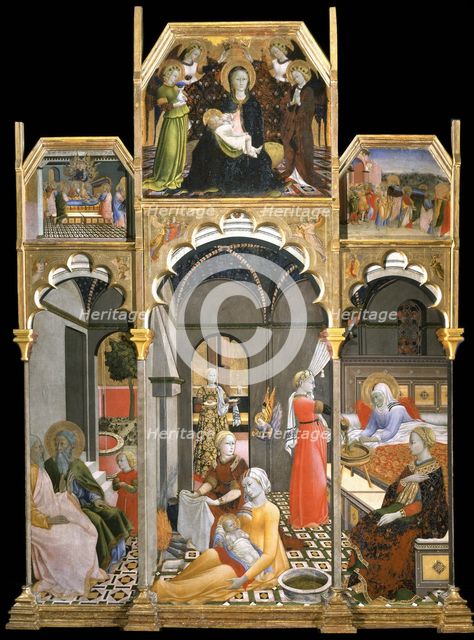 The Birth of the Virgin (Scenes from the Life of the Virgin), 1437-1439. Artist: Sano di Pietro (1406-1481)