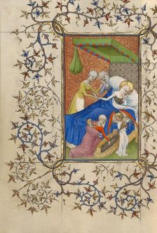The Birth of the Virgin; The Nativity of the Virgin; Book of Hours, about 1410. Creator: Pseudo-Jacquemart de Hesdin