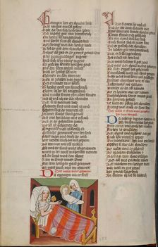 The Birth of the Virgin; The Nativity of the Virgin; Weltchronik, about 1400-1410. Creator: Unknown