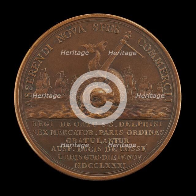 The Birth of the Dauphin, for the Marchands Corps [reverse], 1781. Creator: Benjamin Duvivier.