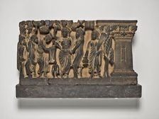 The Birth and the First Seven Steps of the Buddha, Kushan period, about 2nd/3rd century. Creator: Unknown