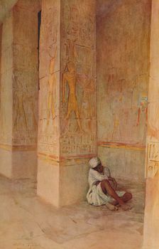 The Birth Colonnade in the Temple of Hatshepsut c1905, (1912). Artist: Walter Frederick Roofe Tyndale