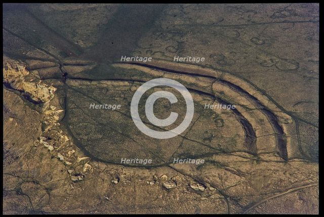 The bivallate Iron Age hillfort of Cleeve Cloud, Cleeve Hill, Gloucestershire, 1971. Creator: Jim Hancock.