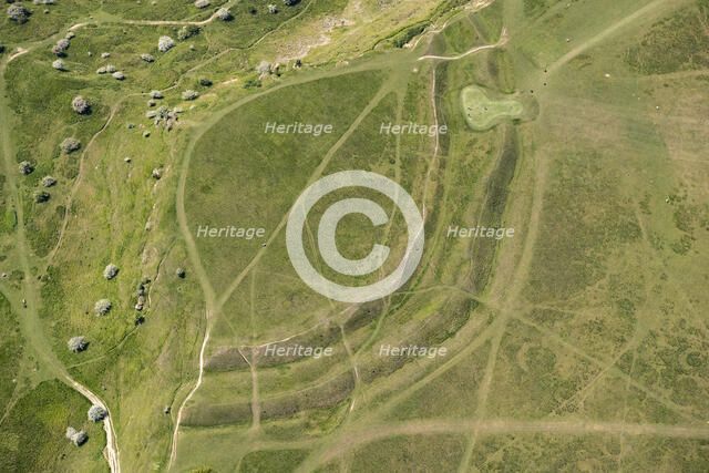 The bivallate Iron Age hillfort of Cleeve Cloud, Cleeve Hill, Gloucestershire, 2023. Creator: Robyn Andrews.