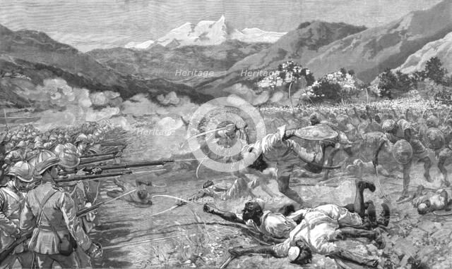 ''The Black Mountain Expedition, Western Himalayas; Ghazi Fanatics Charging the 18th Royal Irish at  Creator: Unknown.