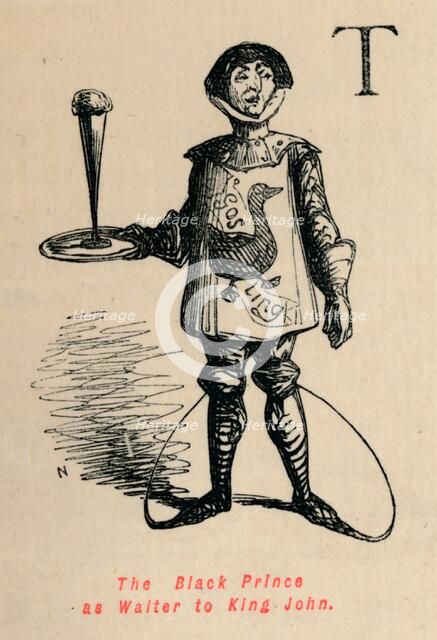 'The Black Prince as Waiter to King John', c1860, (c1860). Artist: John Leech.