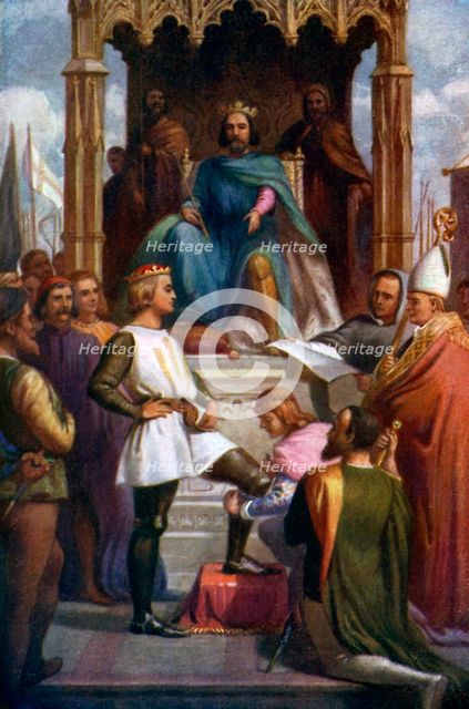 'The Black Prince being made a Knight of the Garter', 1925. Artist: Unknown