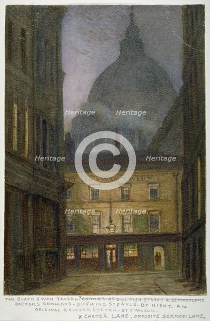 The Black Swan Tavern in Carter Lane, City of London, 1870. Artist: JT Wilson