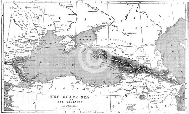 'The Black Sea and the Caucasus; Map', 1854. Creator: Unknown.