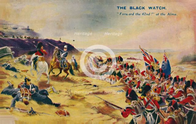'The Black Watch. Forward the 42nd! at the Alma', 1854, (1939). Artist: Unknown.