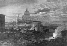 The Blackfriars Bridge end of the Thames Embankment, 1870. Creator: Unknown