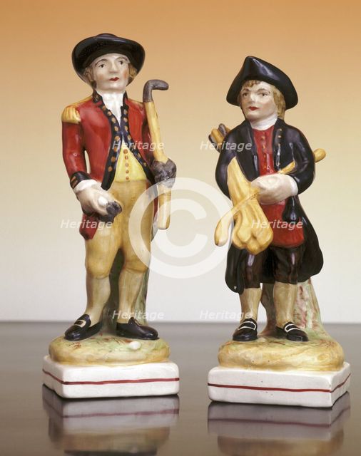 'The Blackheath Golfer' and his caddy Staffordshire figures, c1930. Creator: Unknown.