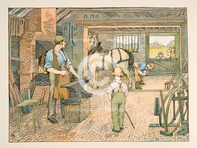 The Blacksmith,  from Four and Twenty Toilers, pub. 1900 (colour lithograph)