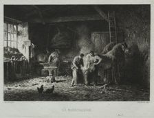 The Blacksmith Shop. Creator: Charles-Émile Jacque (French, 1813-1894)