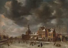 The Blauwpoort in Leiden in the Winter, c.1635-c.1665. Creator: Abraham Beerstraten