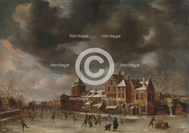 The Blauwpoort in Leiden in the Winter, c.1635-c.1665. Creator: Abraham Beerstraten.